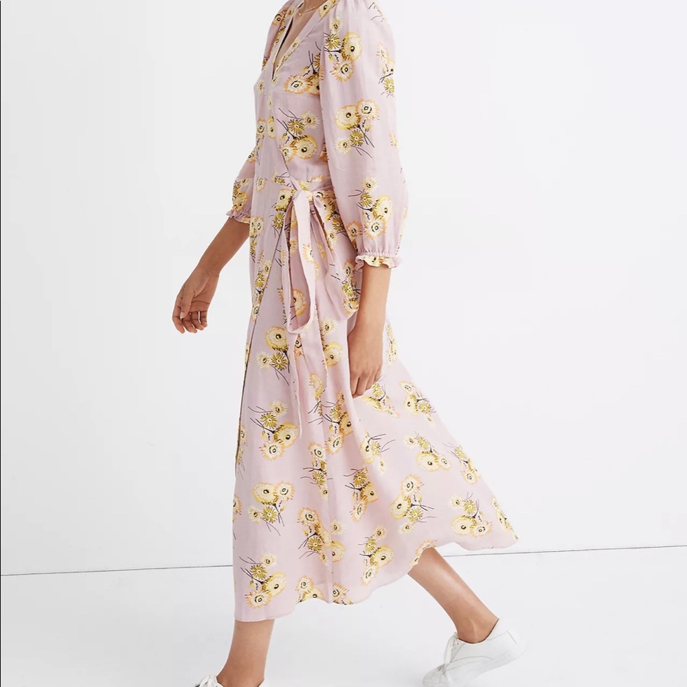 Madewell Linen Blend Wrap Dress